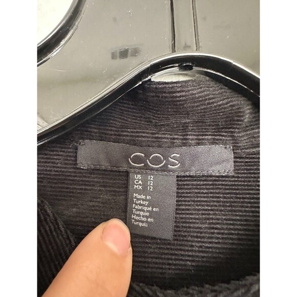 COS Corduroy Relaxed Button Front Tunic Long Sleeve Black Oversized Women's 12 - Picture 4 of 11